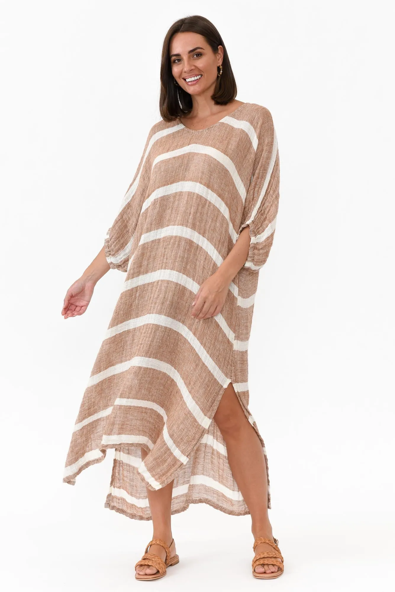 Marcel Rust Stripe Linen Dress