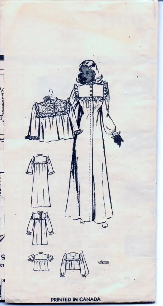 Marian Martin 9236 Vintage 1940's Mail Order Pattern Ladies Nightgown Bed Jacket Lingerie Unprinted