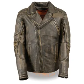 Men's Triple Stitch Extra Long Beltless Biker Jacket