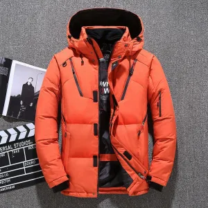 Mens White Duck Down Jacket Warm Hooded Thick Puffer Jacket Coat Male Casual High Quality Overcoat Thermal Winter Parka Men