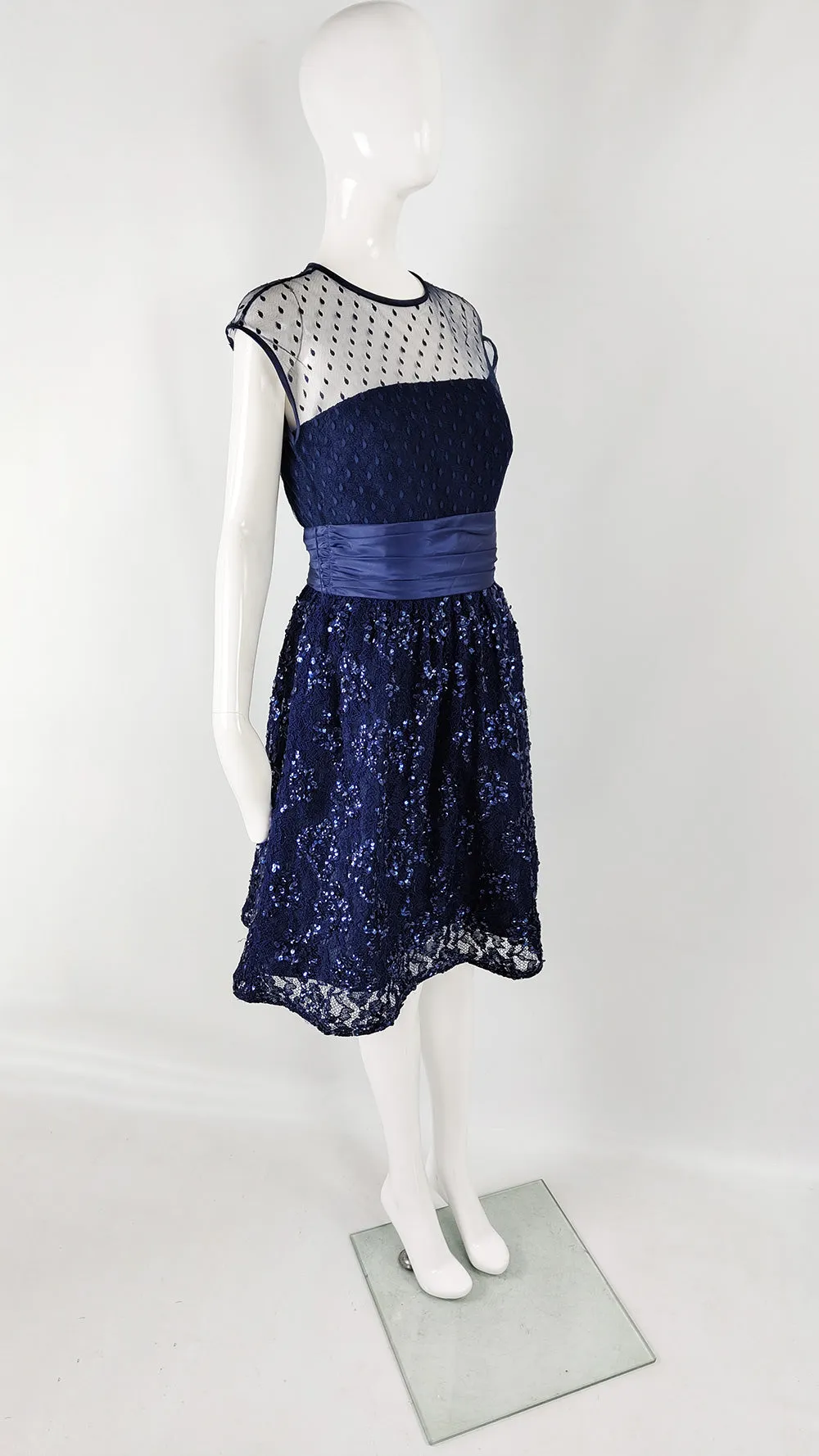 Morton Myles Vintage Blue Tulle Evening Dress, 1980s