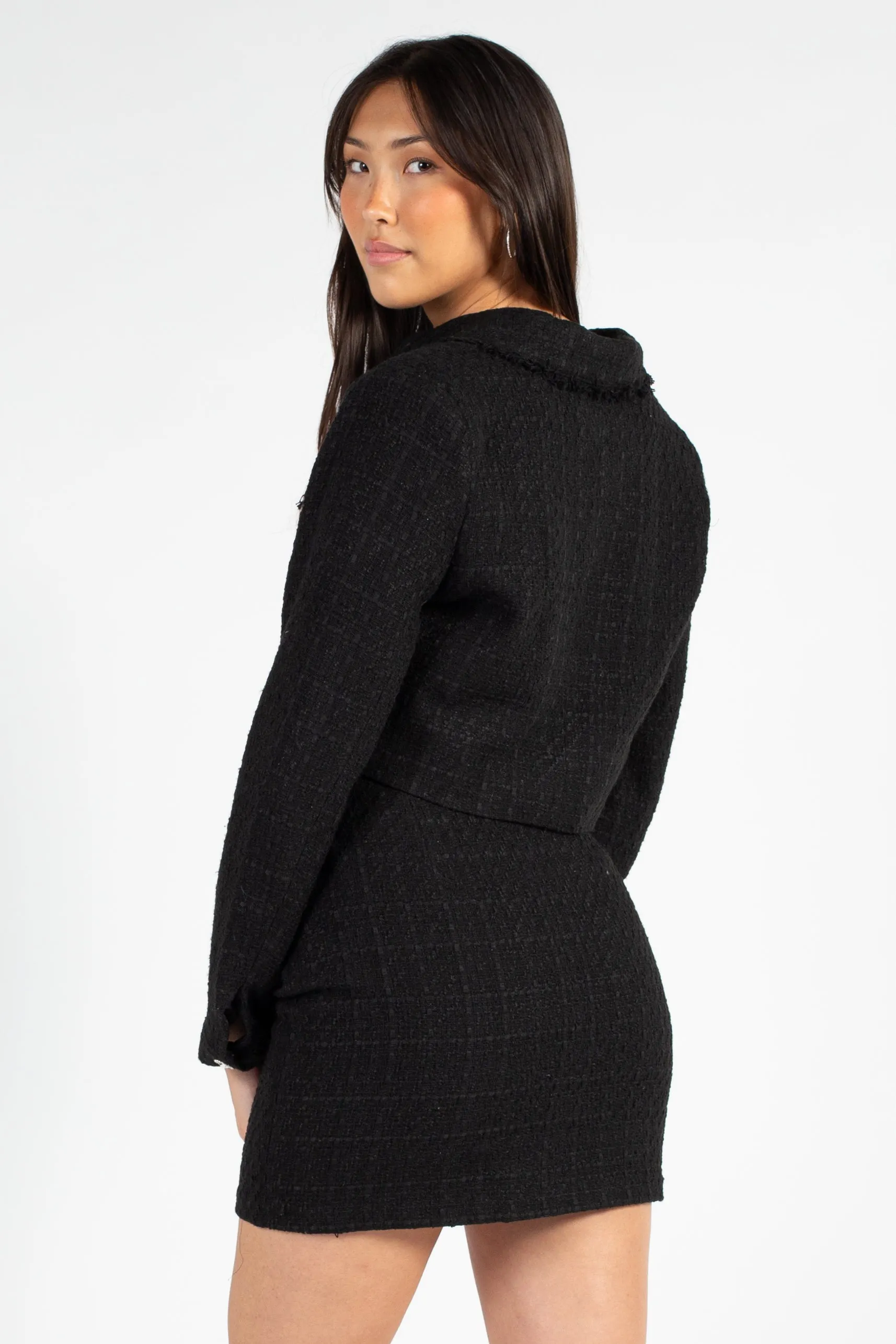 Muse Jewel Button Tweed Crop Jacket