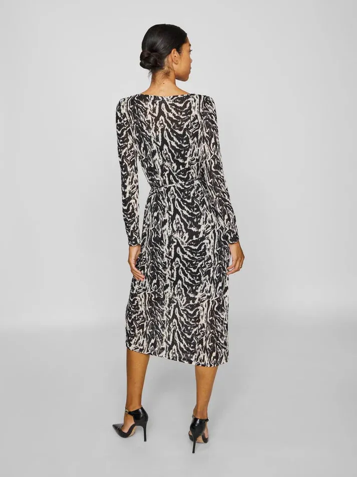 Nala Boat Neck Midi Dress (Black Beauty/Nala Birch)