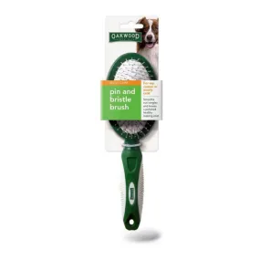 Oakwood Pin & Bristle Brush for Dogs and Cats - Coarse or Woolly Coats