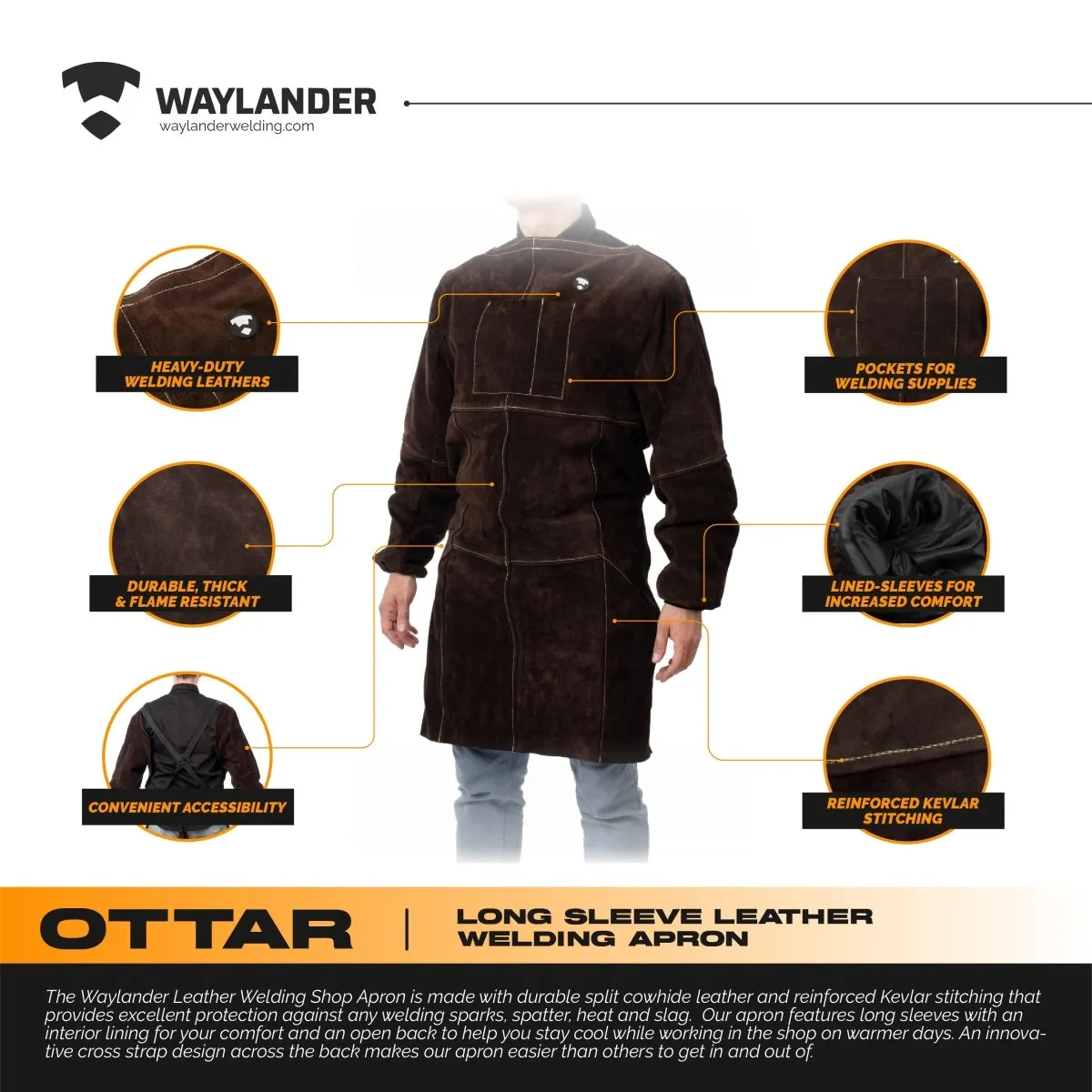 OTTAR Leather Apron with Long Sleeves