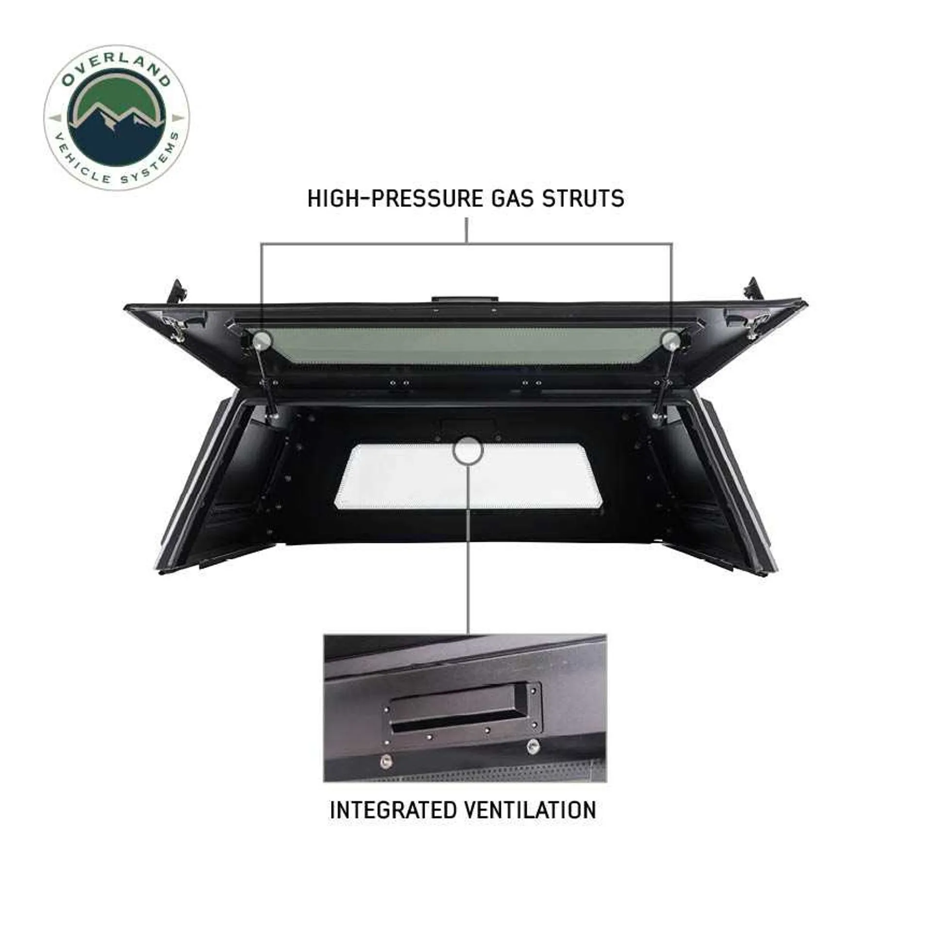 Overland Vehicle Systems Expedition - Truck Cap W/Full Wing Doors, Front And Rear Windows & 3rd Brake Light