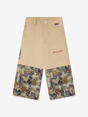 Palm Angels Boys Logo Camo Cargo Pants in Beige