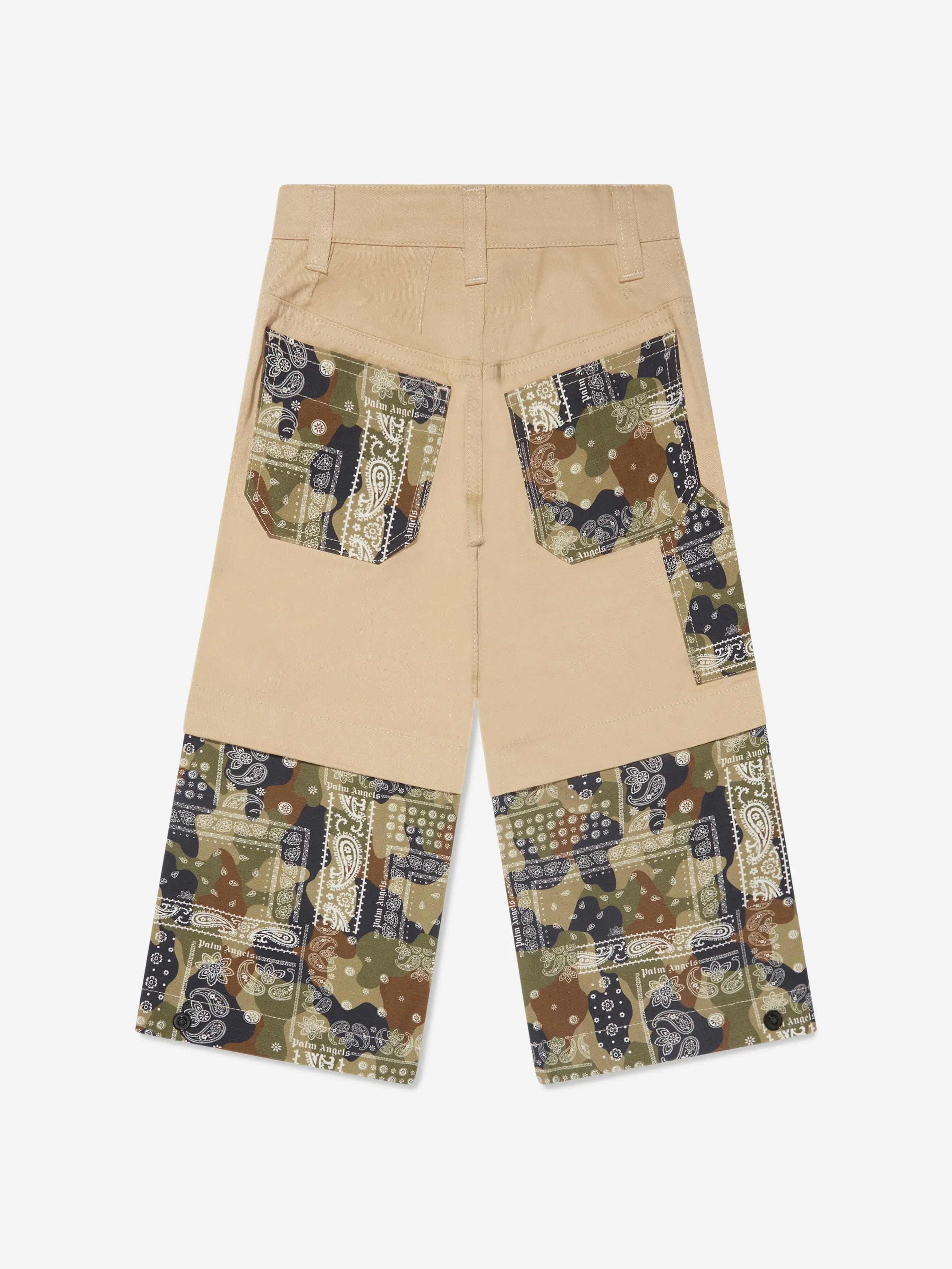 Palm Angels Boys Logo Camo Cargo Pants in Beige