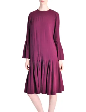 Pierre Cardin Vintage Purple Wool Pleated Dress