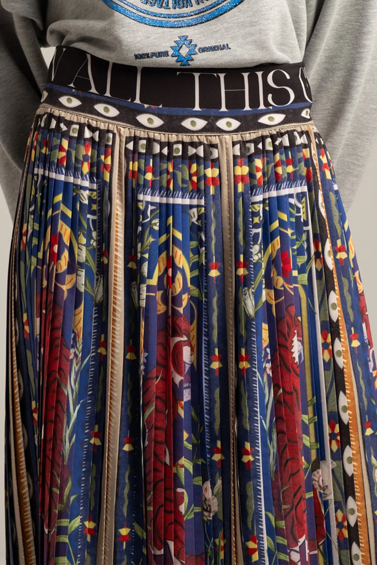 PLEATED MIDI SKIRT "MURAL" MULTICOLOR