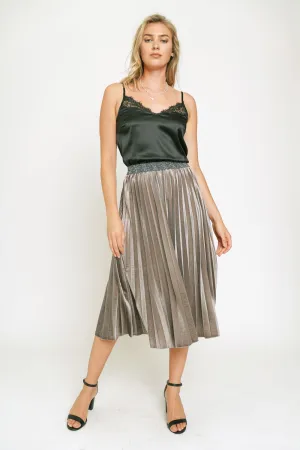 Pleated Velvet Skirt