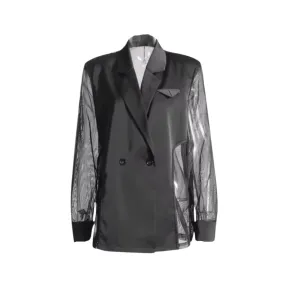 Pre Order:  Solid Thin Spliced Mesh Suit Jacket