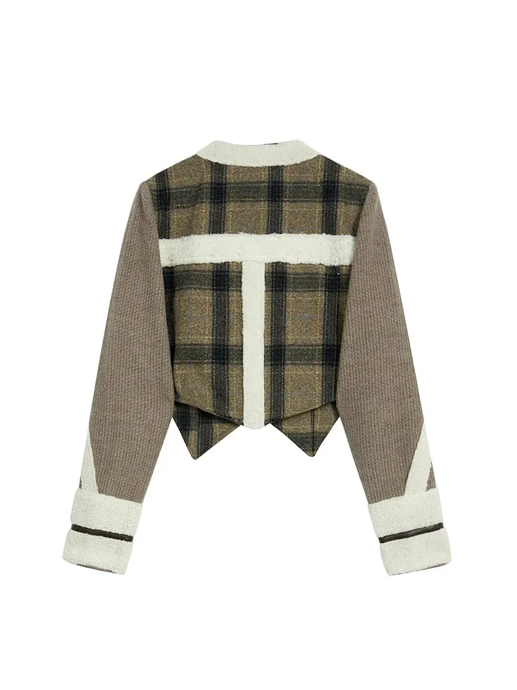 Pre Order:  Vintage Plaid Spliced Jacket