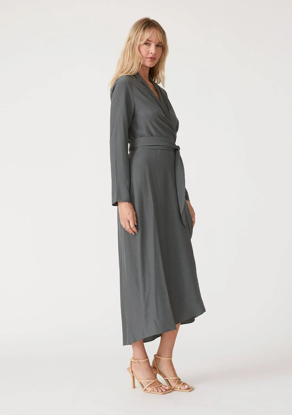 RAYON BLACK WRAP DRESS