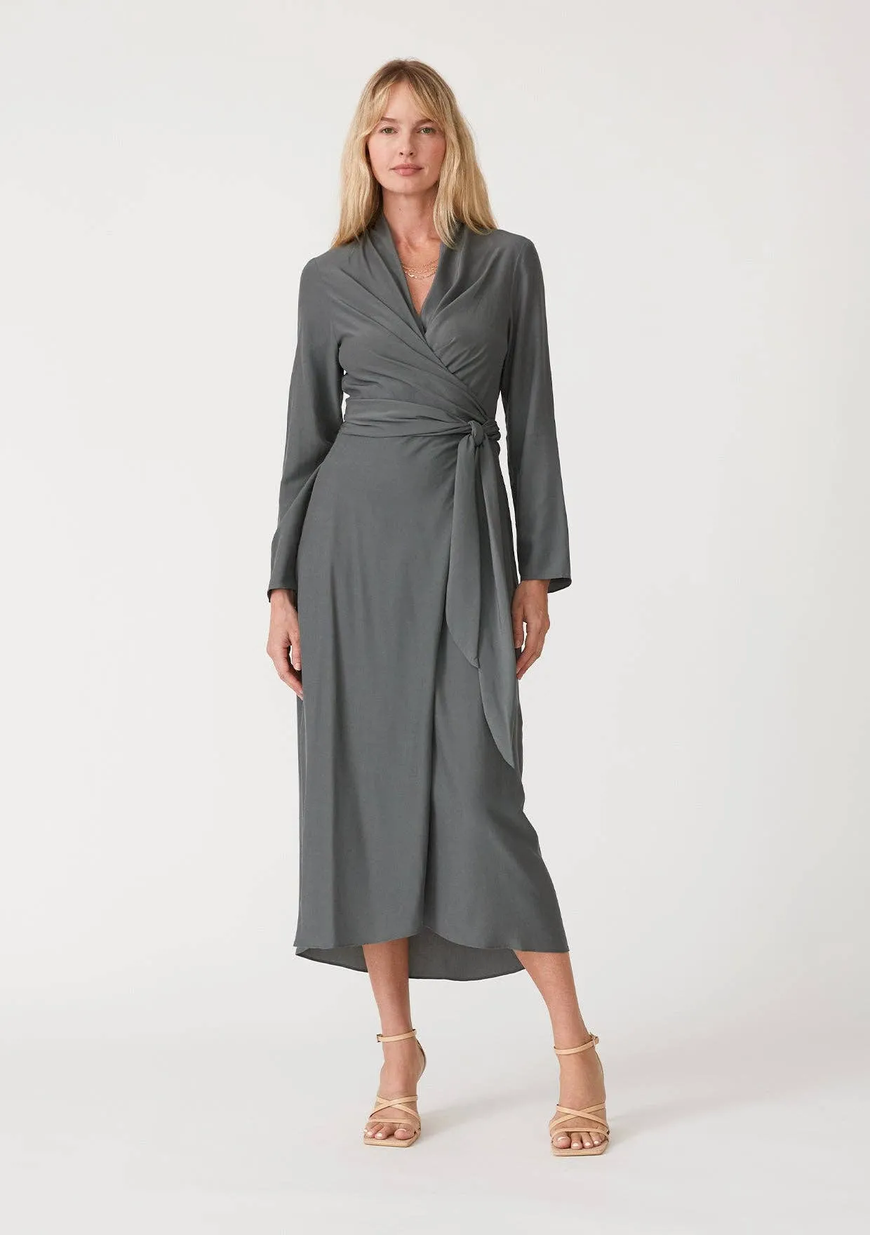 RAYON BLACK WRAP DRESS