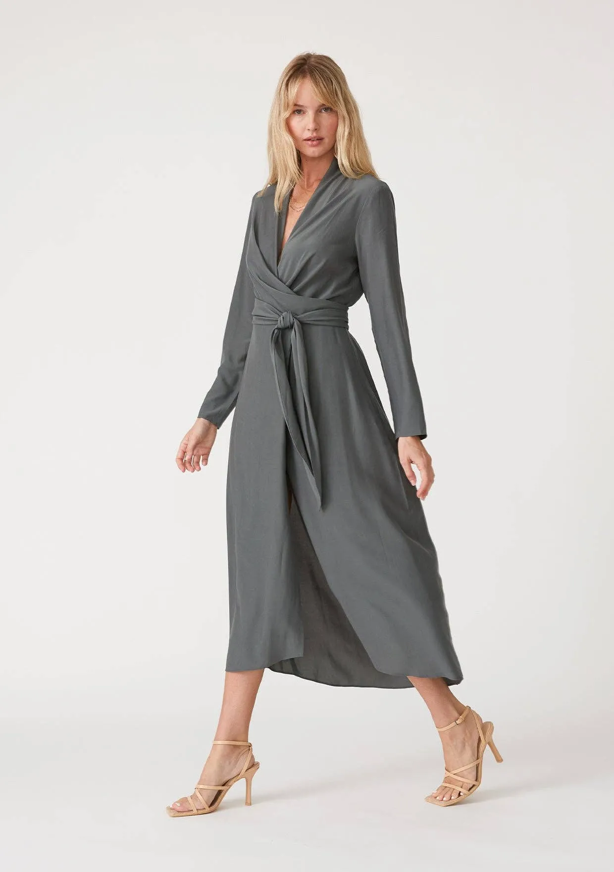 RAYON BLACK WRAP DRESS