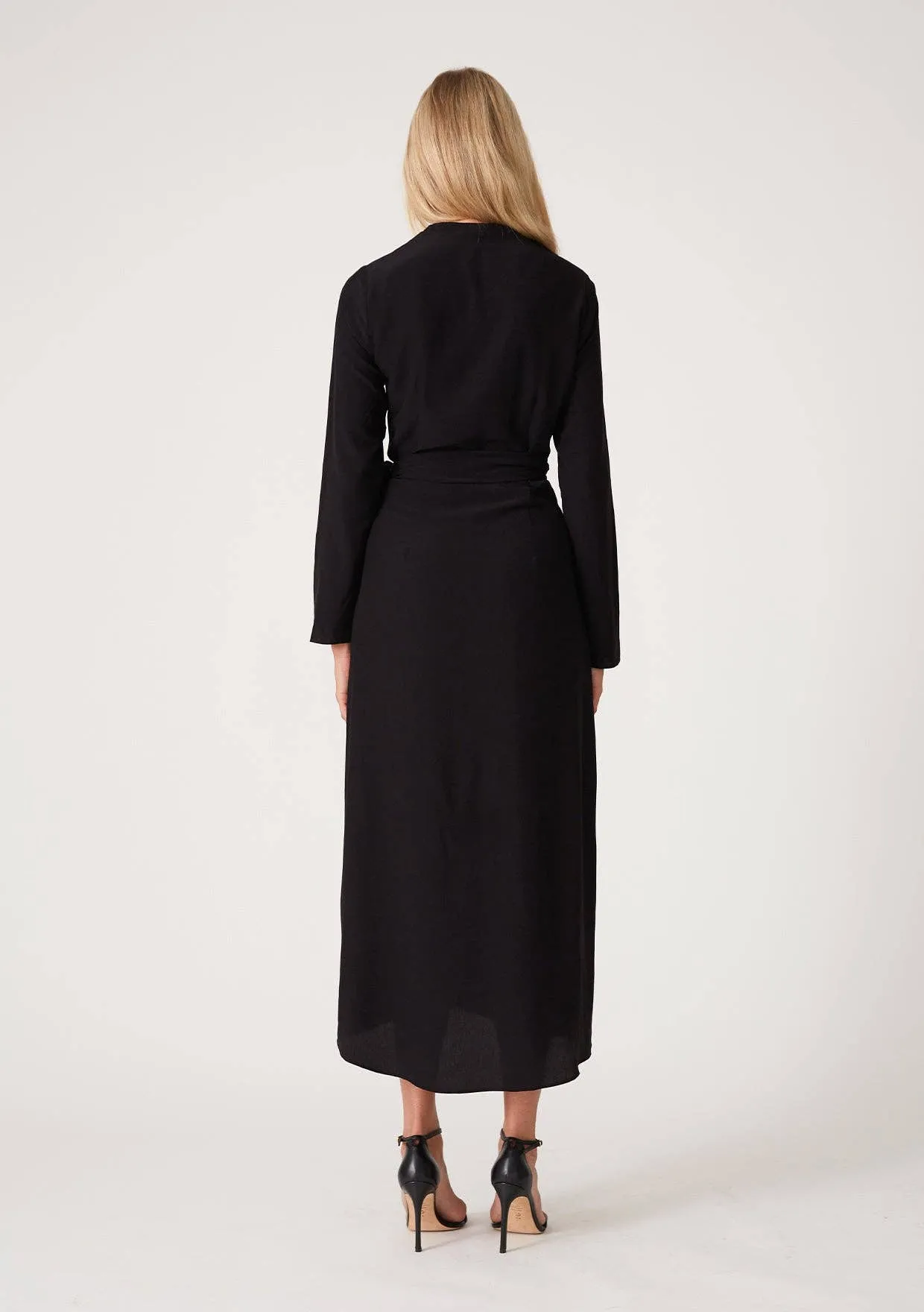 RAYON BLACK WRAP DRESS