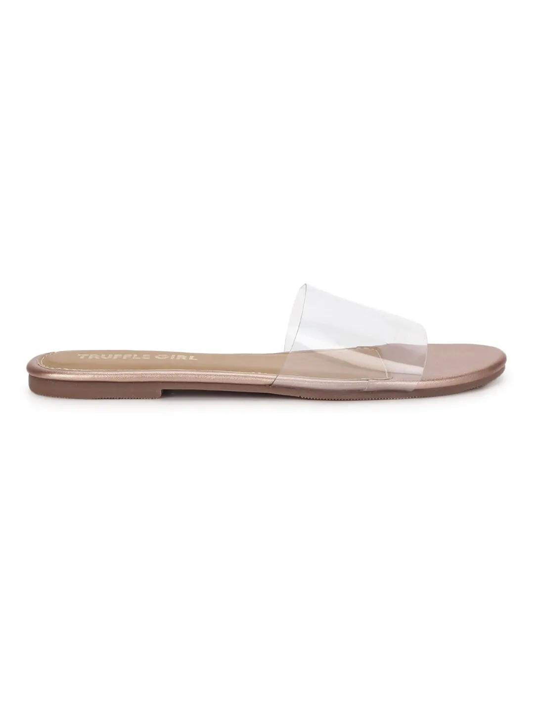 Rose Gold PU Perspex Clear Flats