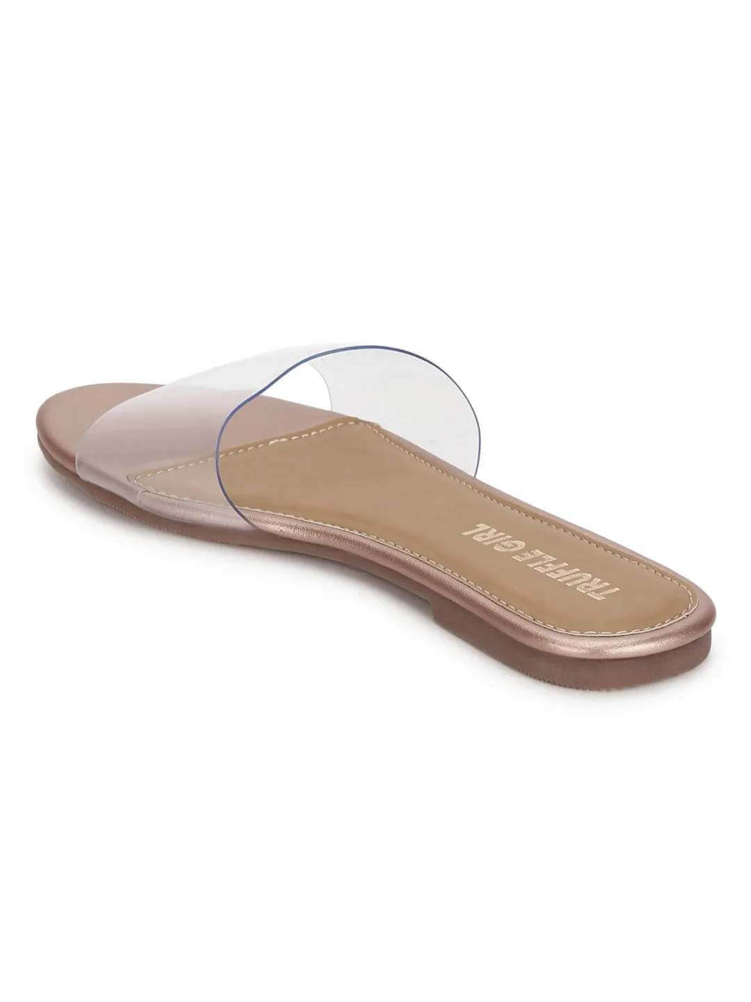 Rose Gold PU Perspex Clear Flats