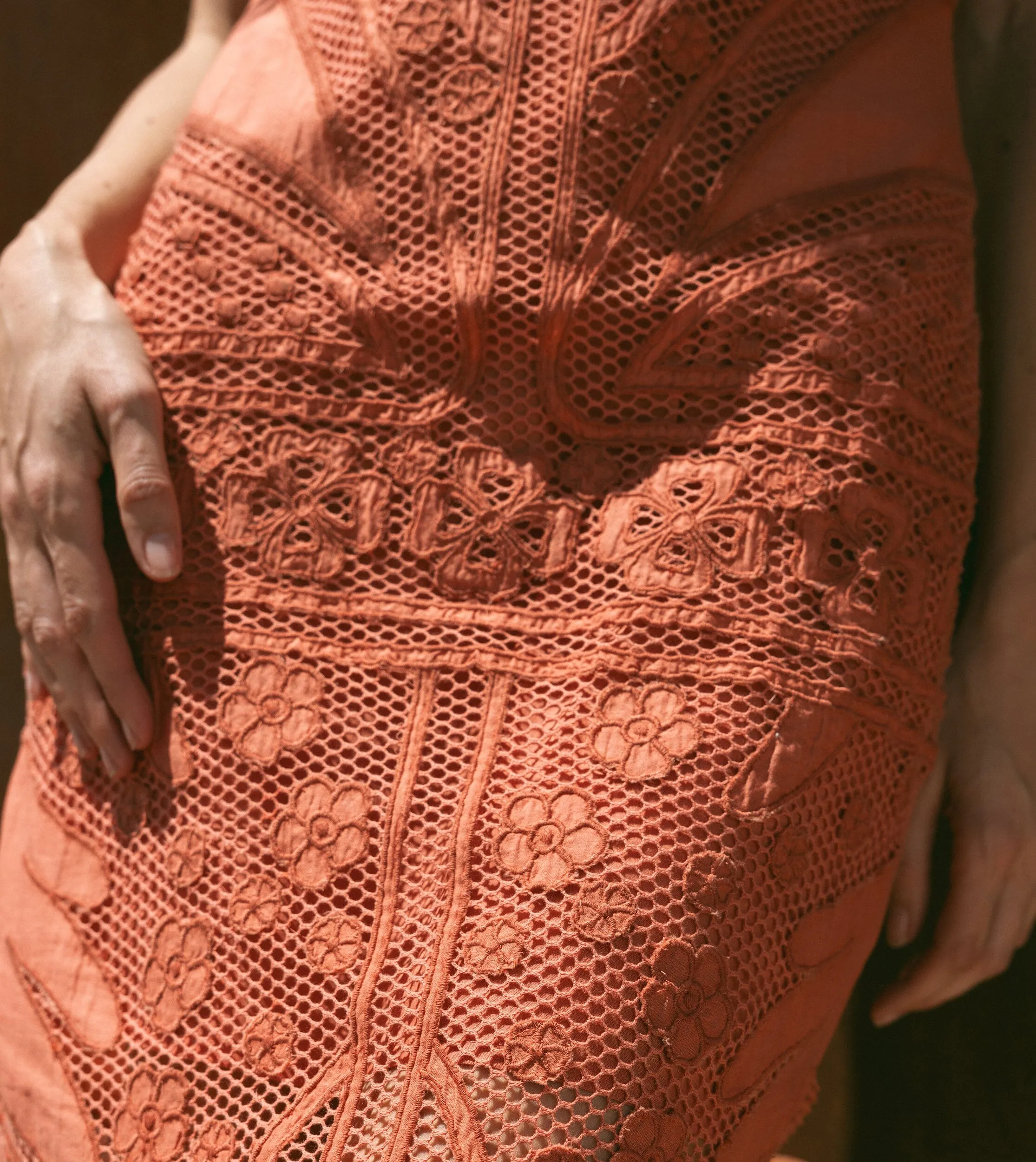 Shelby Crochet Midi Dress | Apricot Brandy