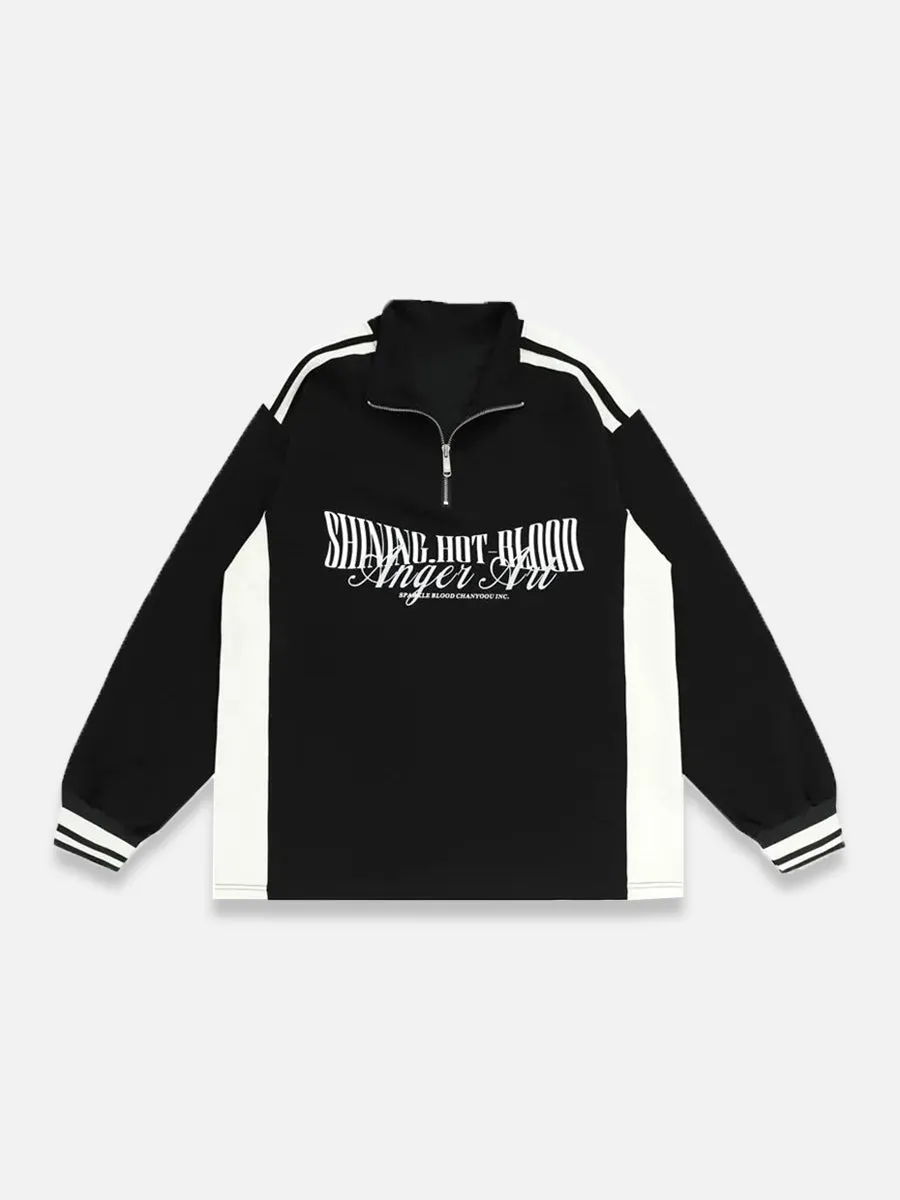 Shining Hot Blood Half Zipper Sweatshirt