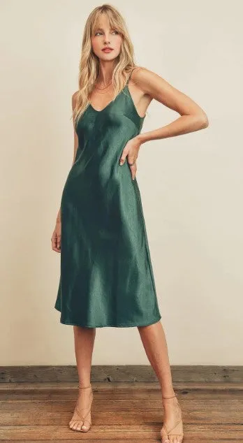 Sleeveless Midi Slip Dress, Sage