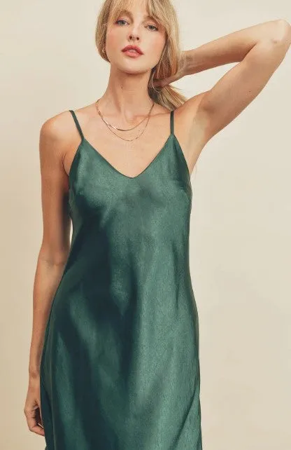 Sleeveless Midi Slip Dress, Sage