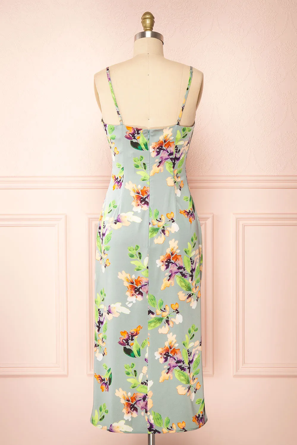 Soukeye | Cowl Neck Floral Midi Dress