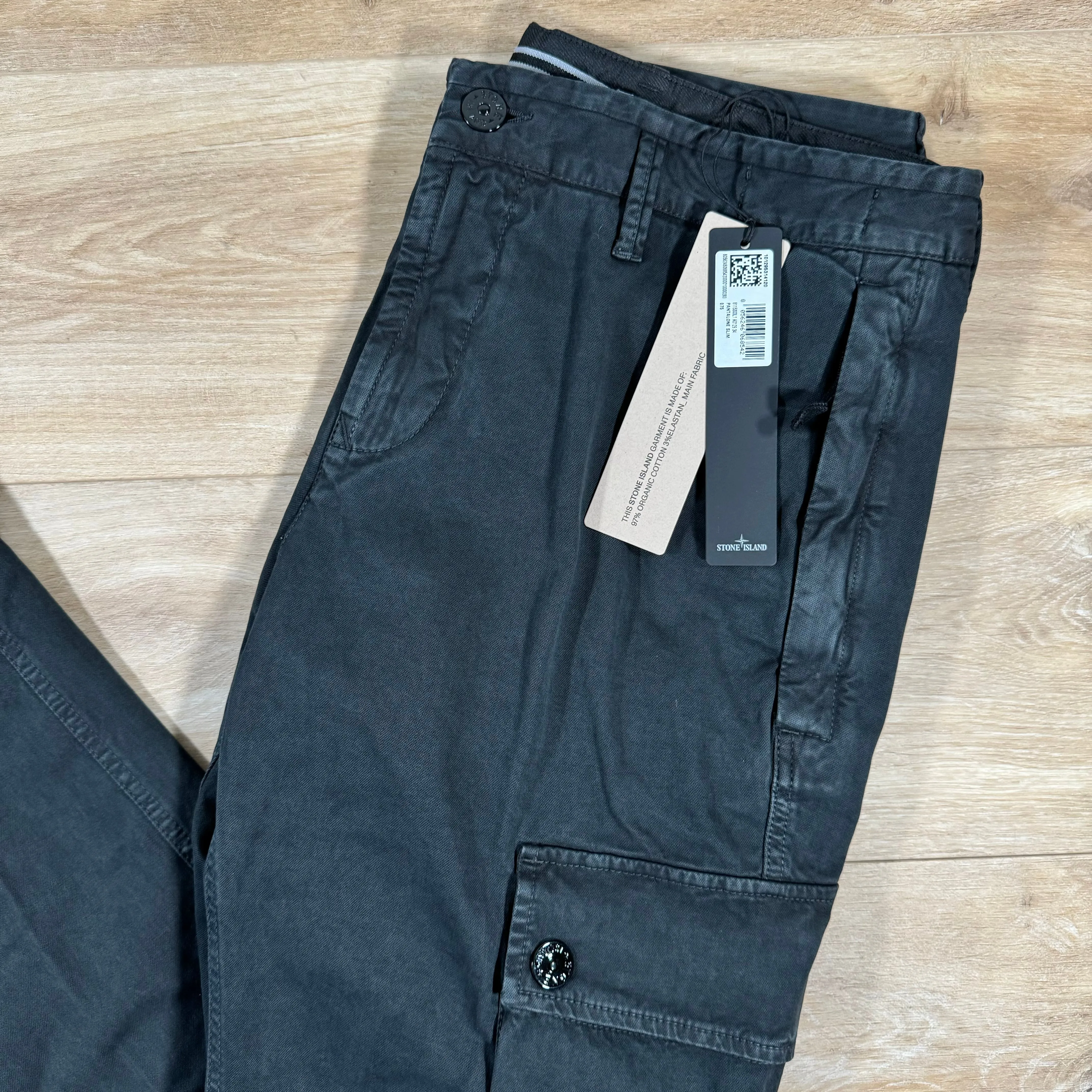 Stone Island Stretch Old Treatment Cargo Trousers in Black