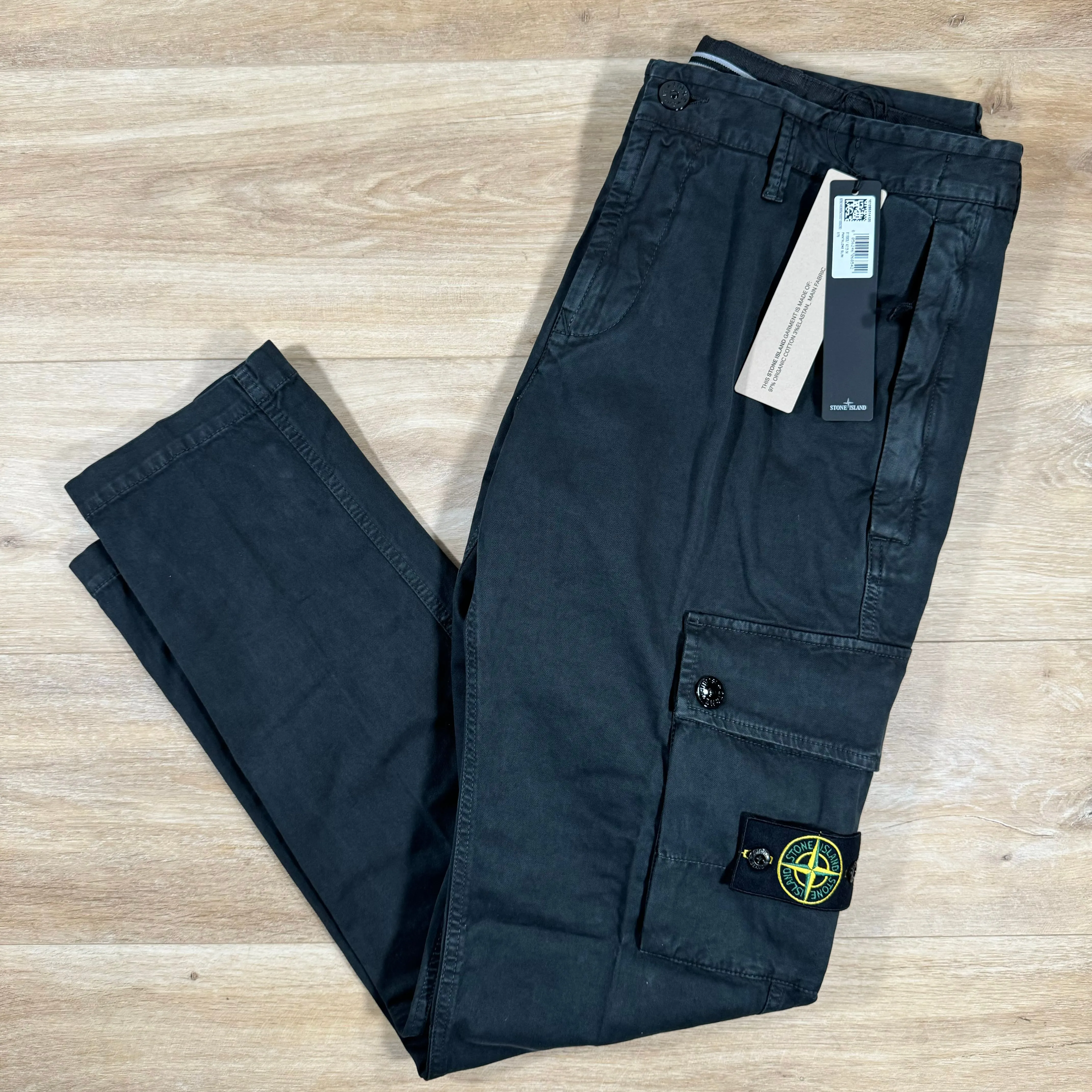 Stone Island Stretch Old Treatment Cargo Trousers in Black