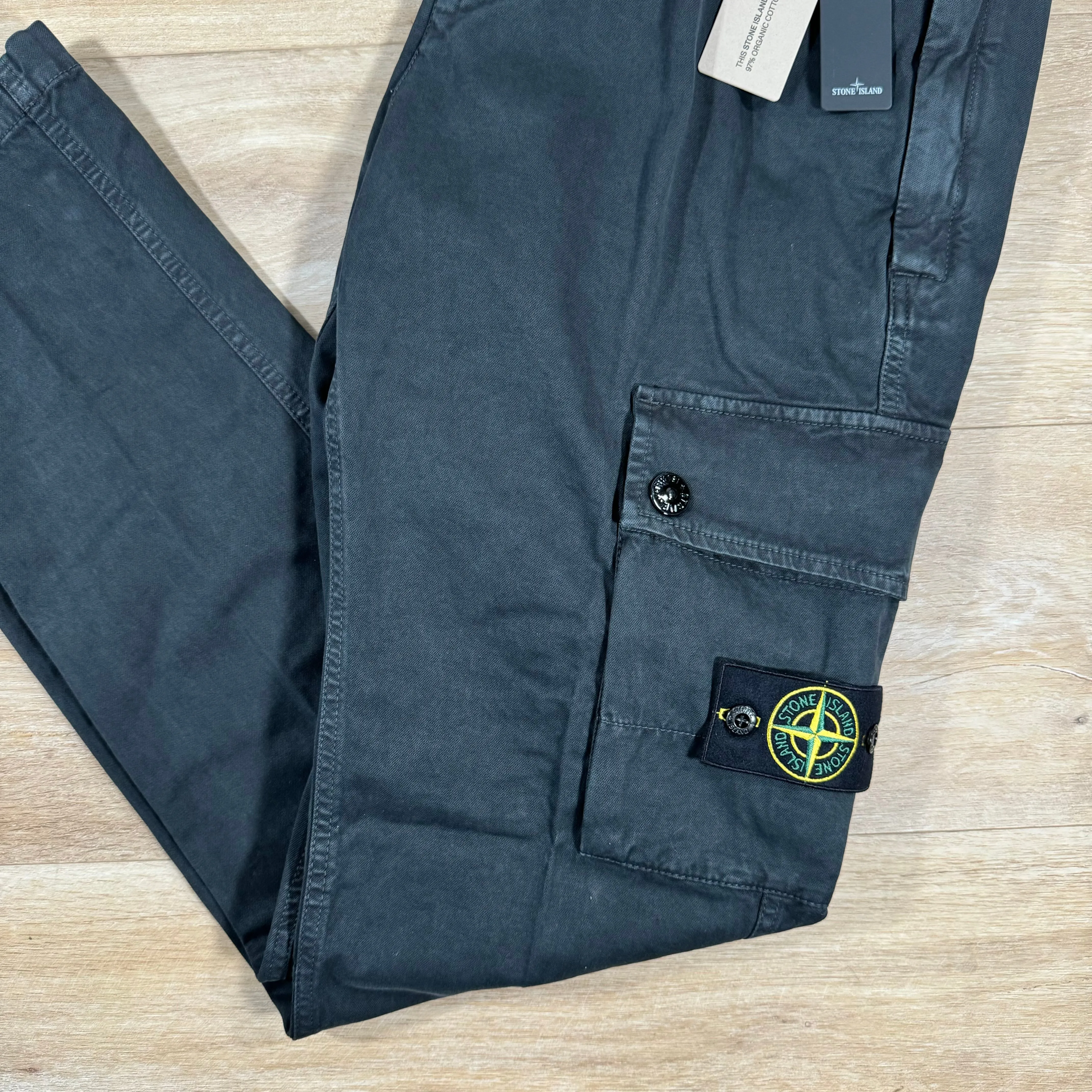 Stone Island Stretch Old Treatment Cargo Trousers in Black