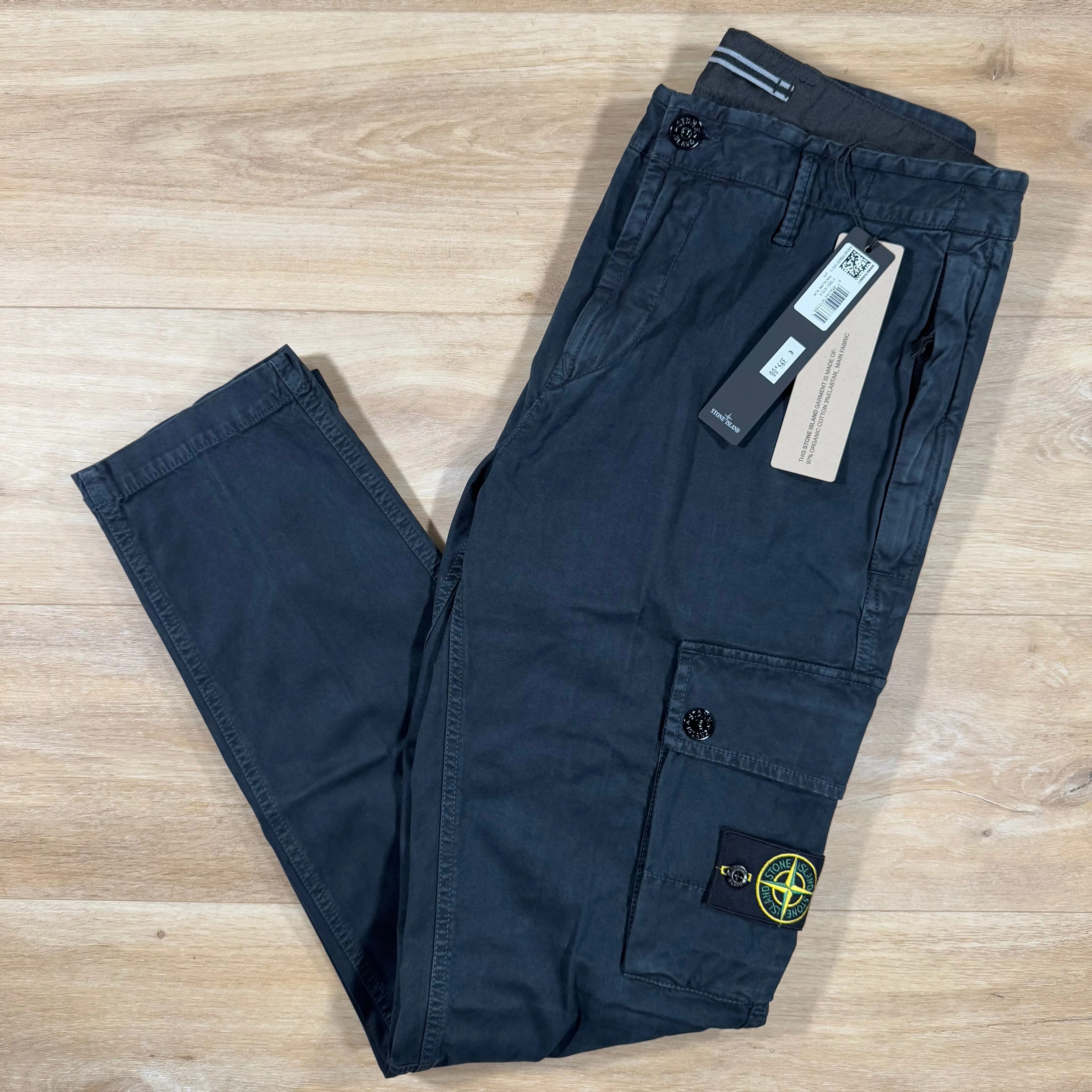 Stone Island Stretch Old Treatment Cargo Trousers in Navy