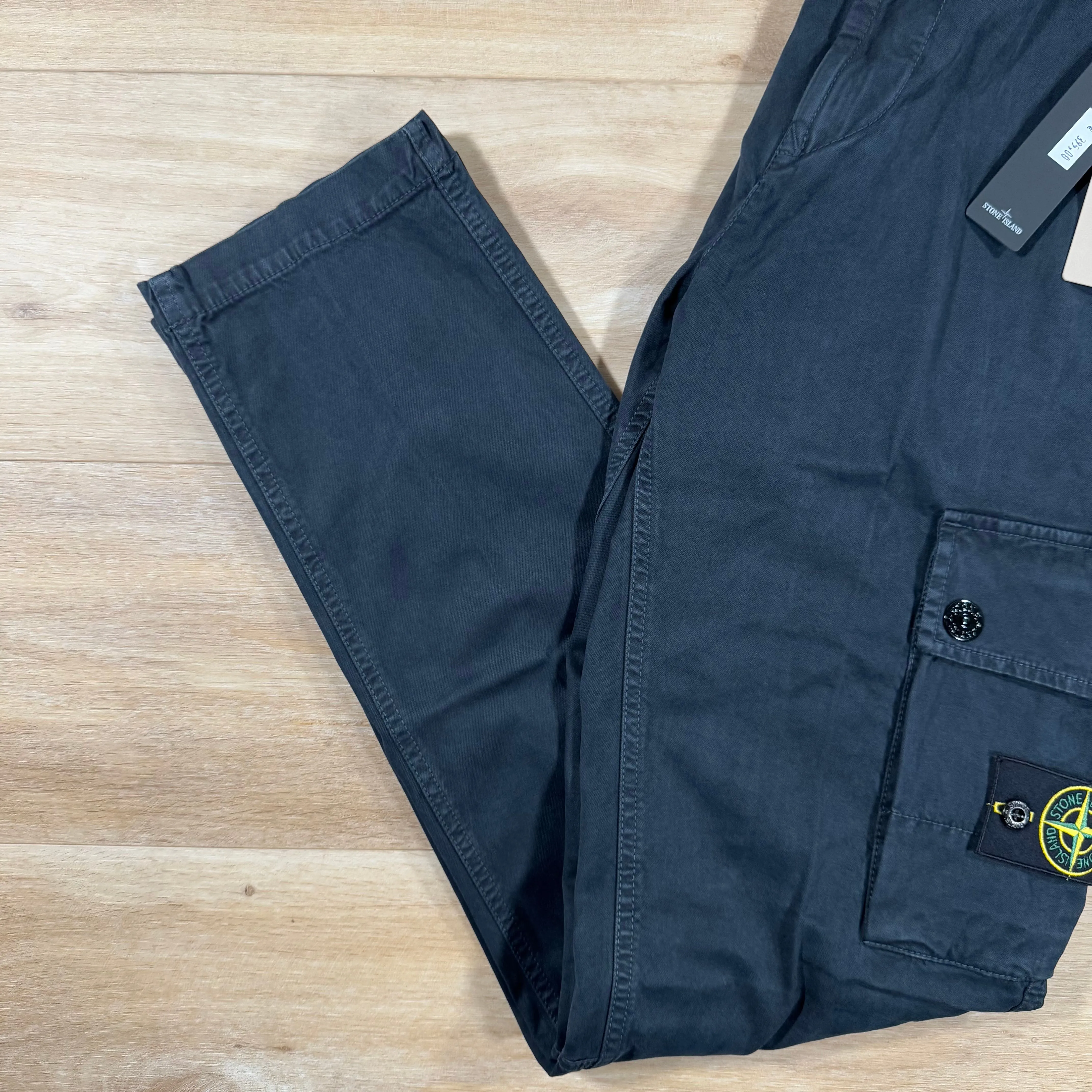 Stone Island Stretch Old Treatment Cargo Trousers in Navy