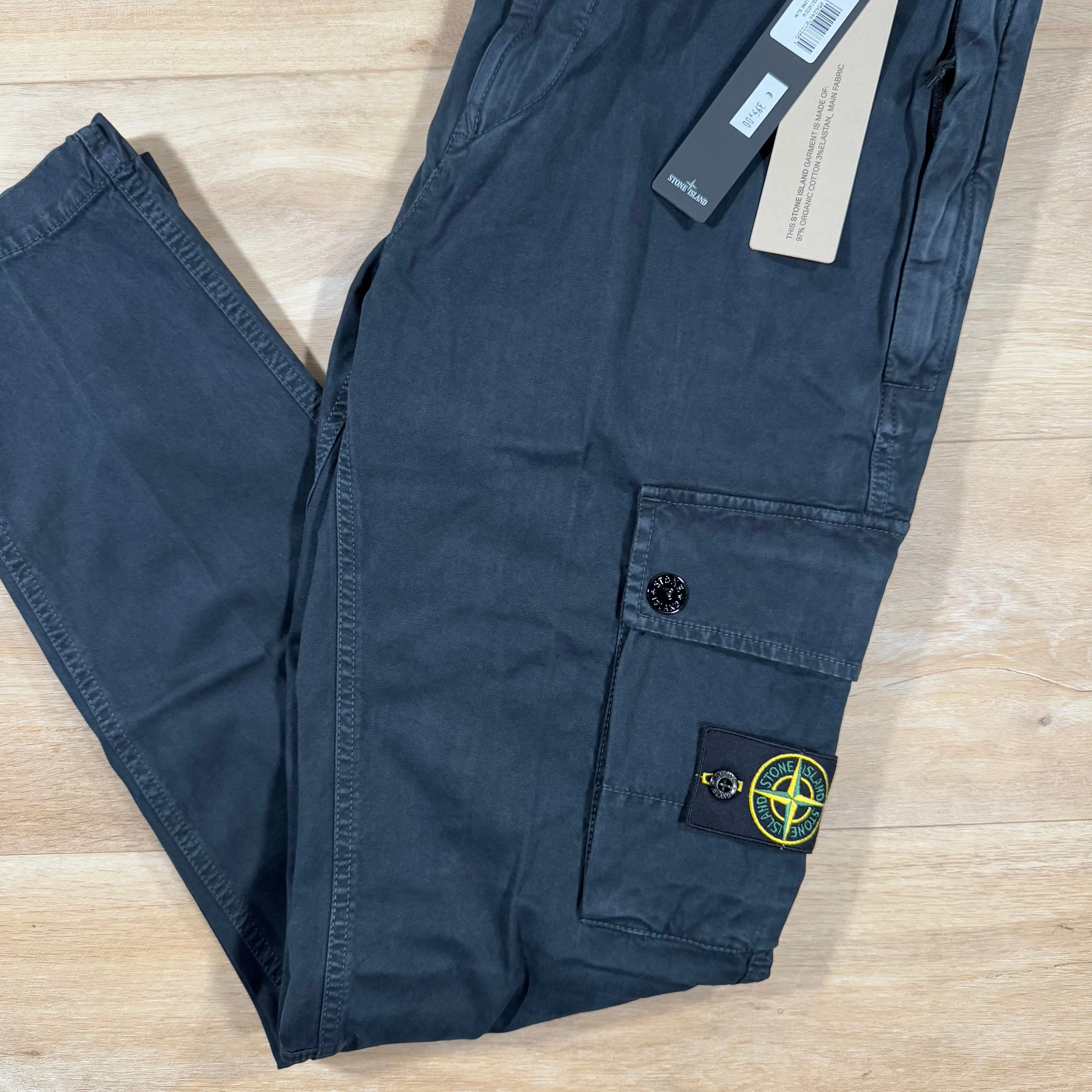 Stone Island Stretch Old Treatment Cargo Trousers in Navy