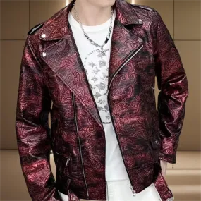 Street Fashion Solid Jacquard Leather Jacket