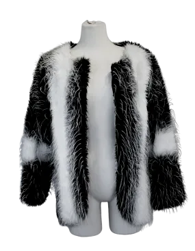 Striking Black and White Faux Fur Coat