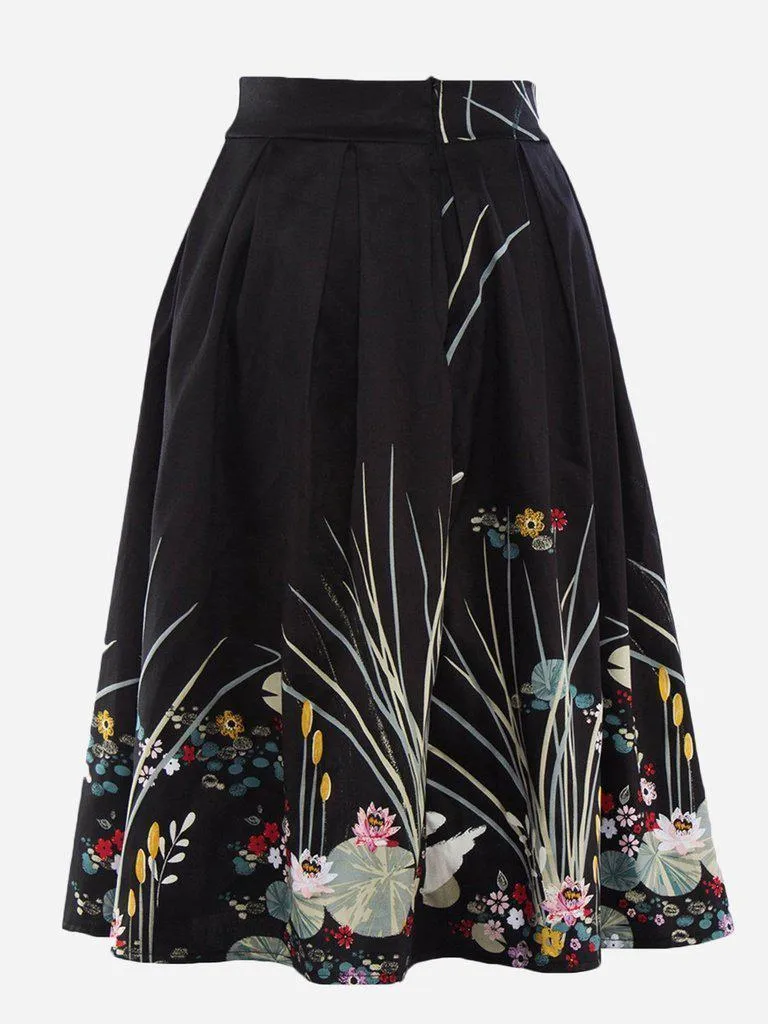 Swan Print Circle Skirt