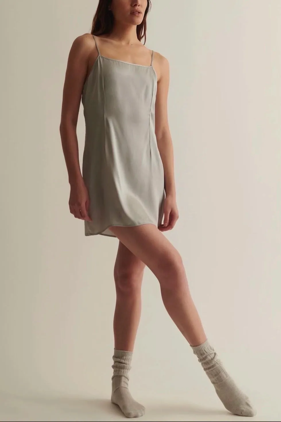 TALEA Silk Slip Dress in Sterling