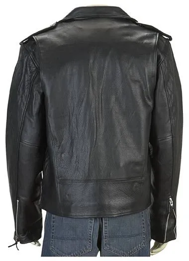 Tall Classic Motorcycle Leather Jacket Long Sleeve MC Jacket