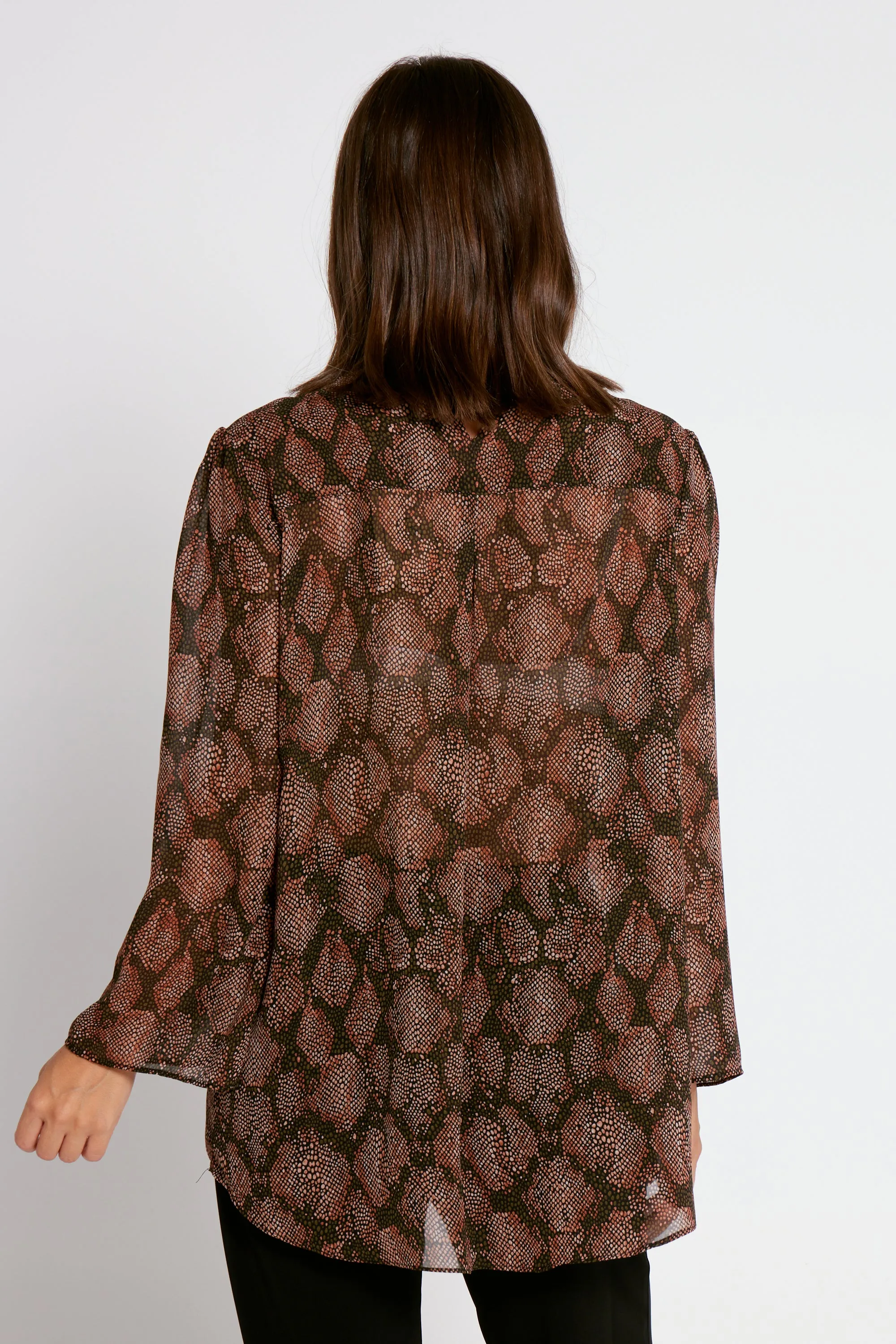 Tamblyn Chiffon Shirt - Mocha Snake