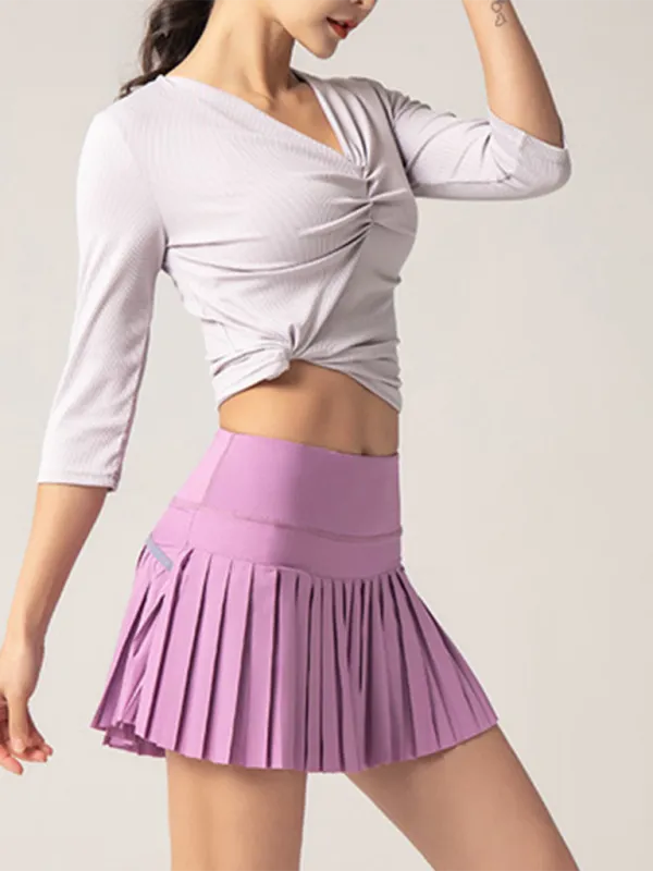 TEEK - Quick-Drying Pocketed Culotte Sports Shorts Tennis Pleated Skirt