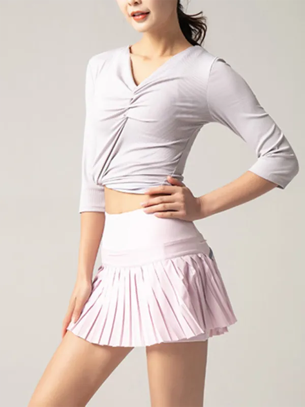 TEEK - Quick-Drying Pocketed Culotte Sports Shorts Tennis Pleated Skirt