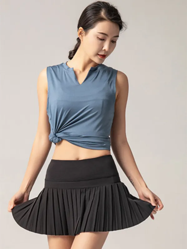 TEEK - Quick-Drying Pocketed Culotte Sports Shorts Tennis Pleated Skirt