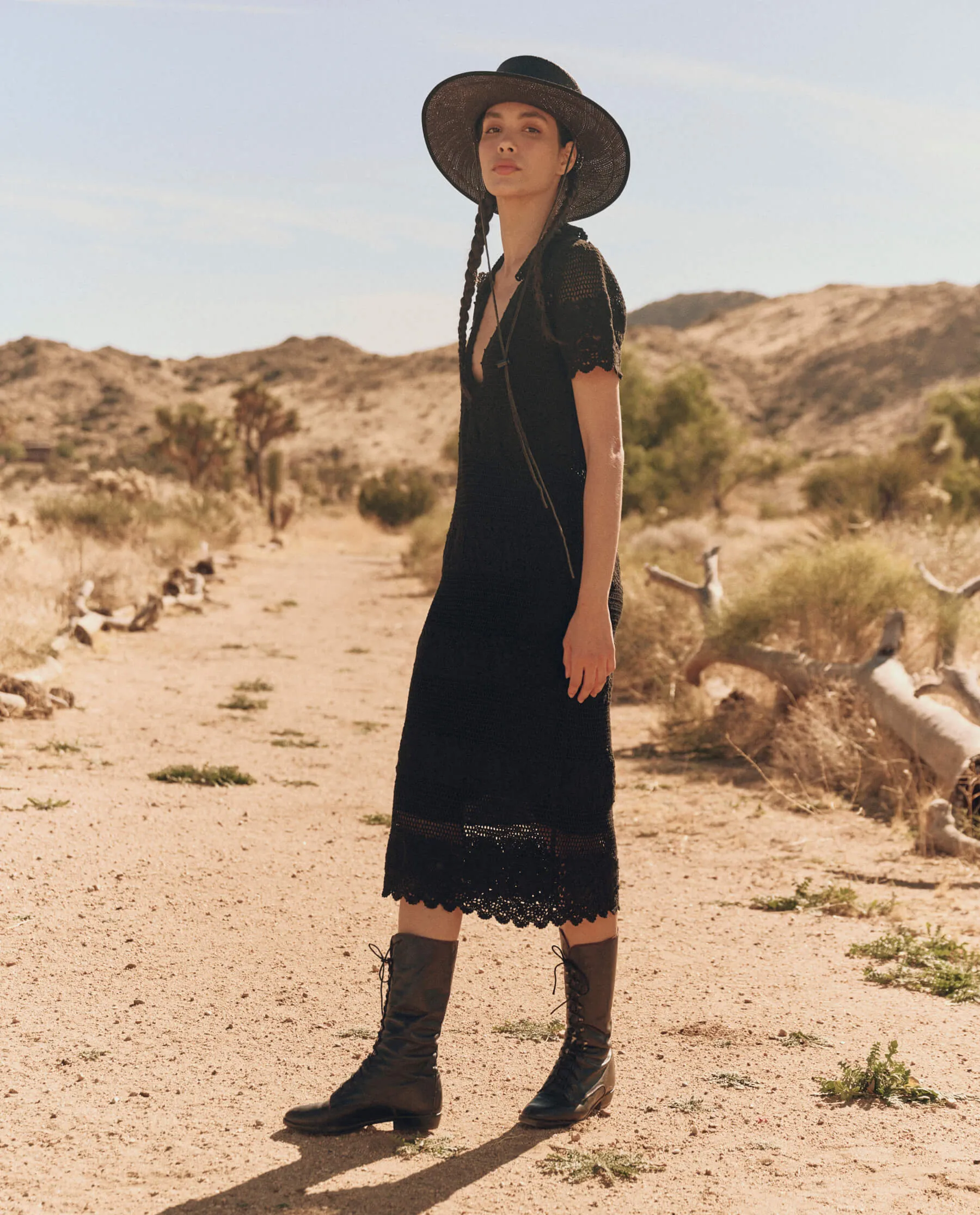 The Crochet Polo Dress. -- Black