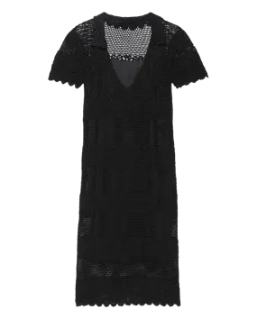 The Crochet Polo Dress. -- Black