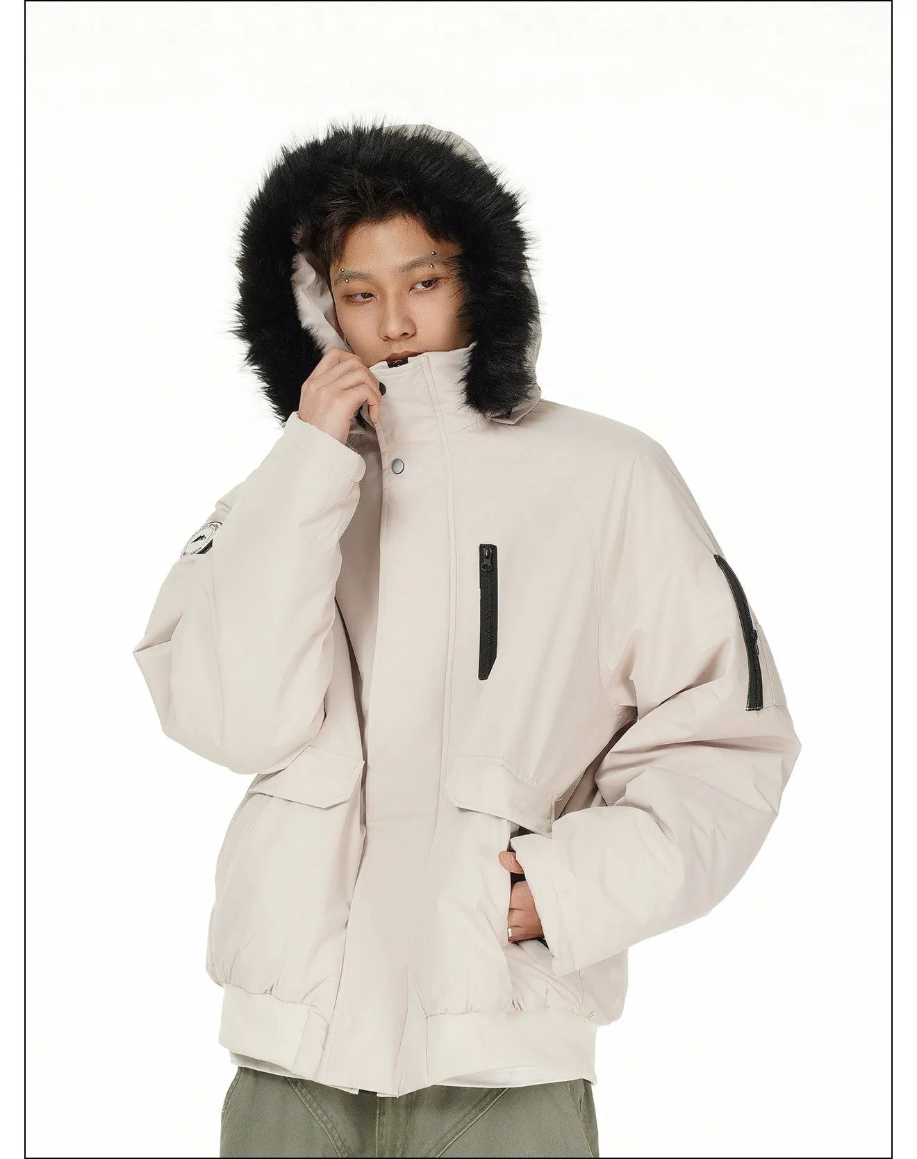 Thickened Fur Collar Parka Jacket