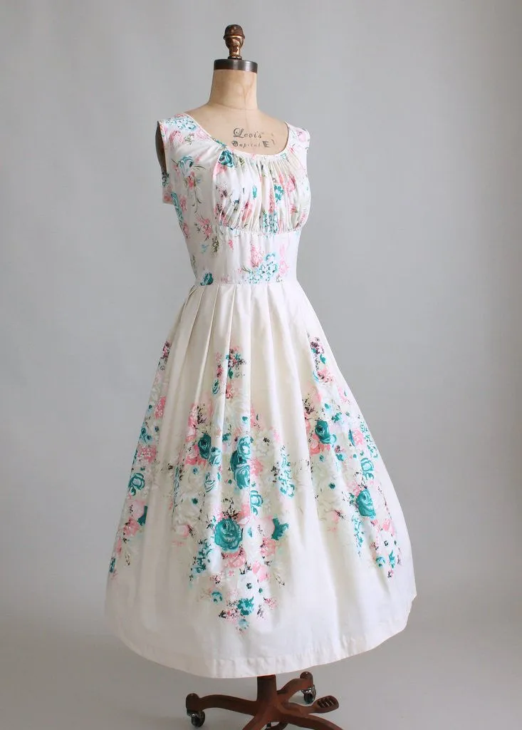 Vintage 1950s Painterly Bouquet Sundress