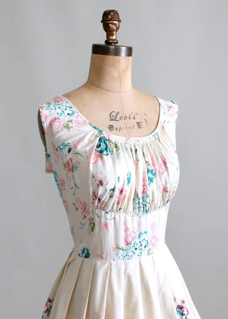 Vintage 1950s Painterly Bouquet Sundress