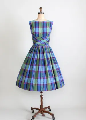 Vintage 1950s Preppy Plaid Sundress