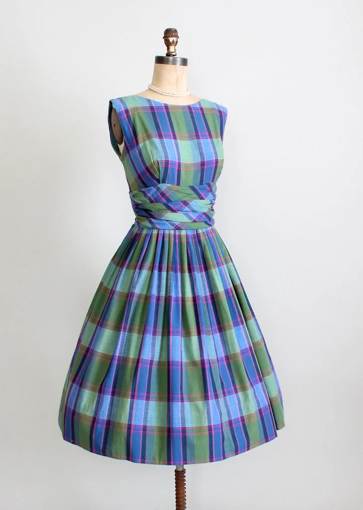 Vintage 1950s Preppy Plaid Sundress